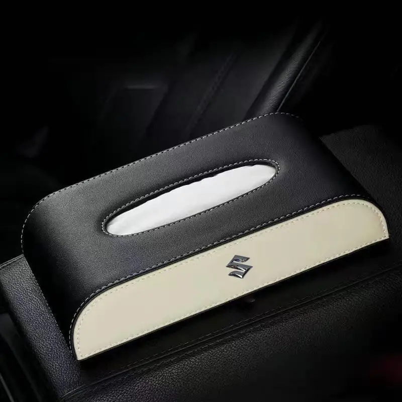 Suzuki Logo Car Tissue Holder Case Box 5Cm Black Beige 2