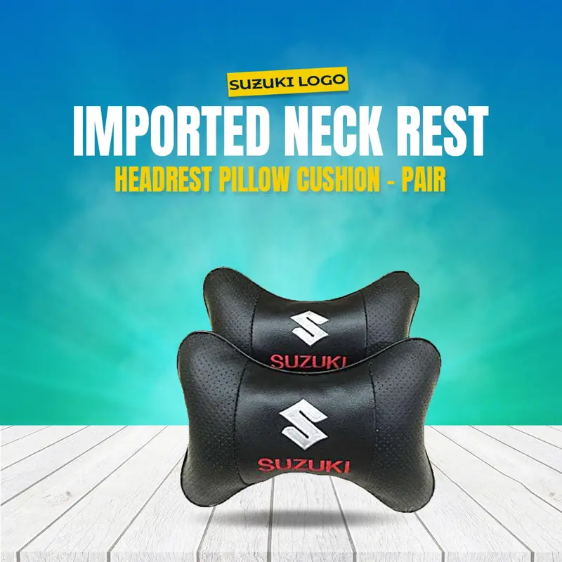 Suzuki Logo Imported Neck Rest Headrest Pillow Cushion - Pair 1