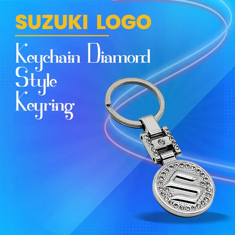 Suzuki Logo Metal Keychain Keyring Diamond Style With Chrome 1