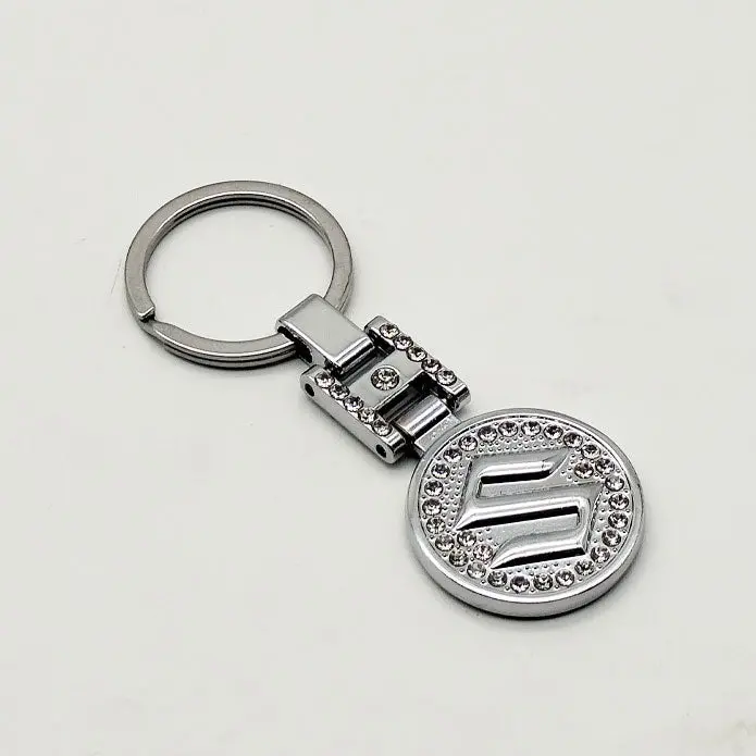 Suzuki Logo Metal Keychain Keyring Diamond Style With Chrome 2