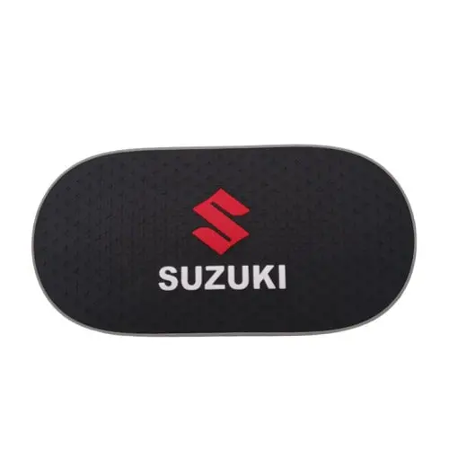 Suzuki Logo Red And White Oval Shape Anti-Skid Nonslip Dashboard Mats - Black 2