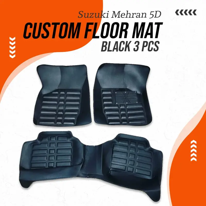 Suzuki Mehran 5D Custom Floor Mat Black 3 Pcs 2012 - 2019 1