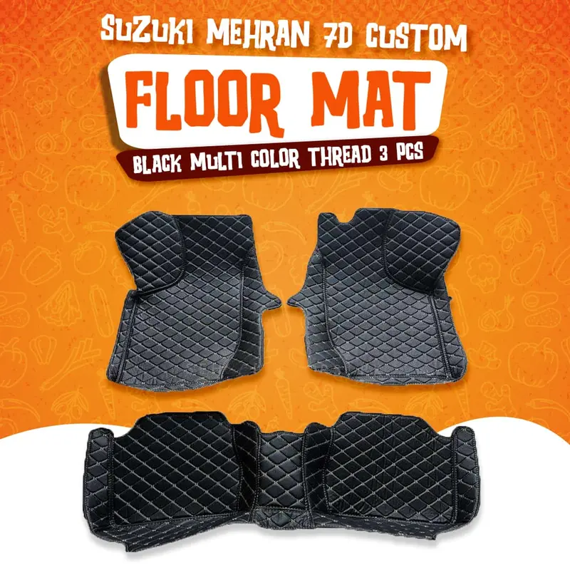 Suzuki Mehran 7D Custom Floor Mats - Black - 3 Pcs Set 2012 - 2019 1