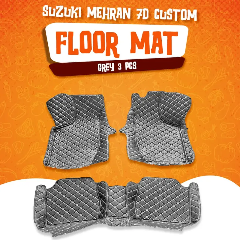Suzuki Mehran 7D Custom Floor Mats - Grey - 3 Pcs 2012 - 2019 1