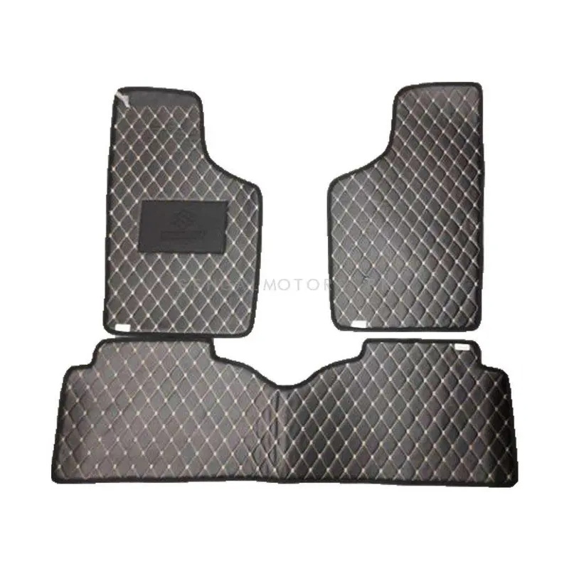 Suzuki Mehran 7D Eco Floor Mats Black 2012 - 2019 - Stitched Multicolor Thread 3 Pcs 2