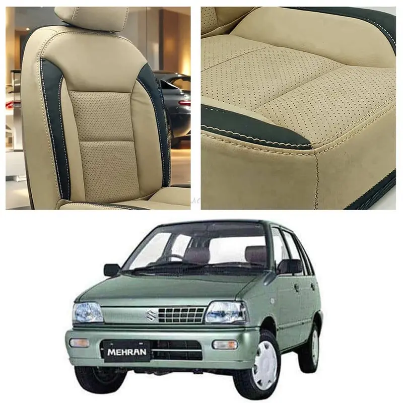 Suzuki Mehran Breathable Beige Black Seat Covers 1988 - 2021 1