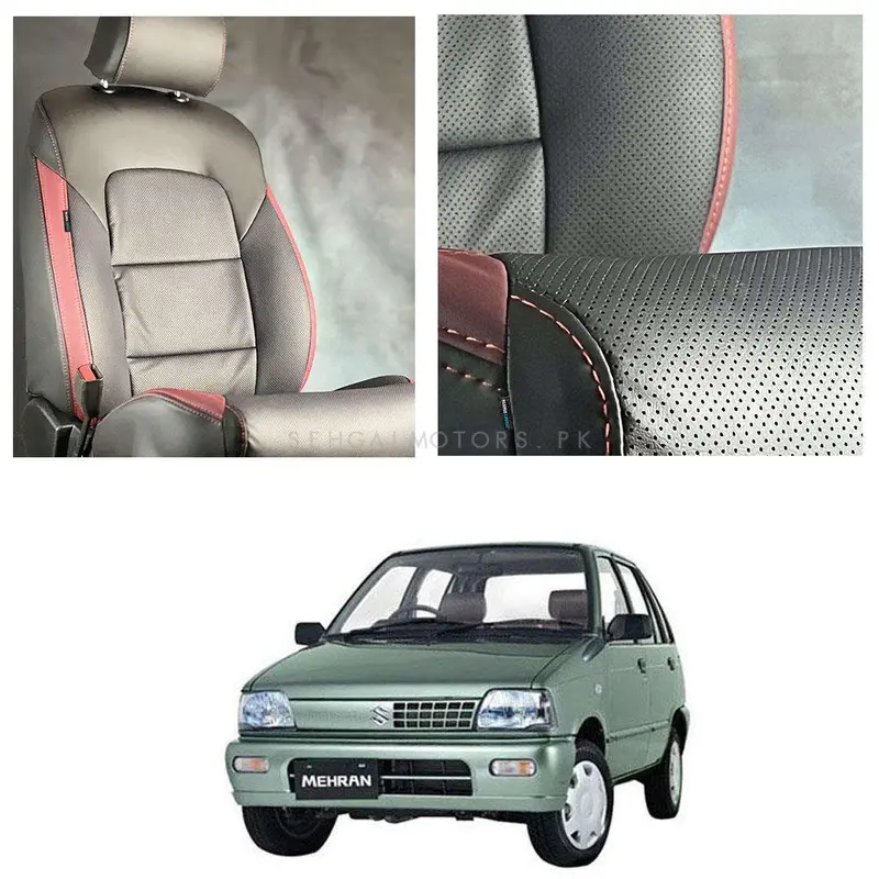 Suzuki Mehran Breathable Black Red Seat Covers 1988 - 2021 1