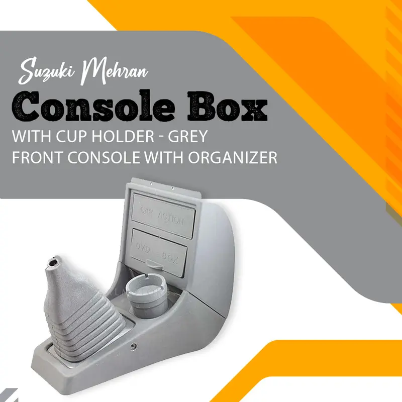 Suzuki Mehran Console Box With Cup Holder - Grey - Front Console With Organizer 1