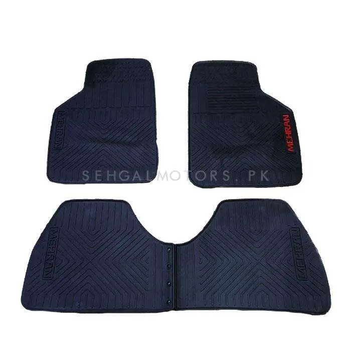 Suzuki Mehran Custom Fit Pvc Rubber Floor Mat 3 Pcs 2012 - 2019 - - Black Mix Design 2
