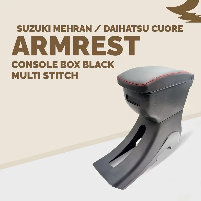 Suzuki Mehran / Daihatsu Cuore Armrest Console Box Black Mr-1 Multi Stitch 2002 - 2012 1