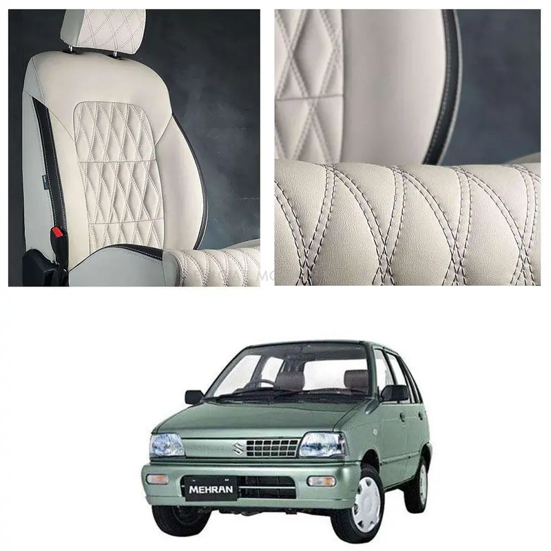 Suzuki Mehran Diamond Cut Beige Black Seat Covers 1988 - 2021 1