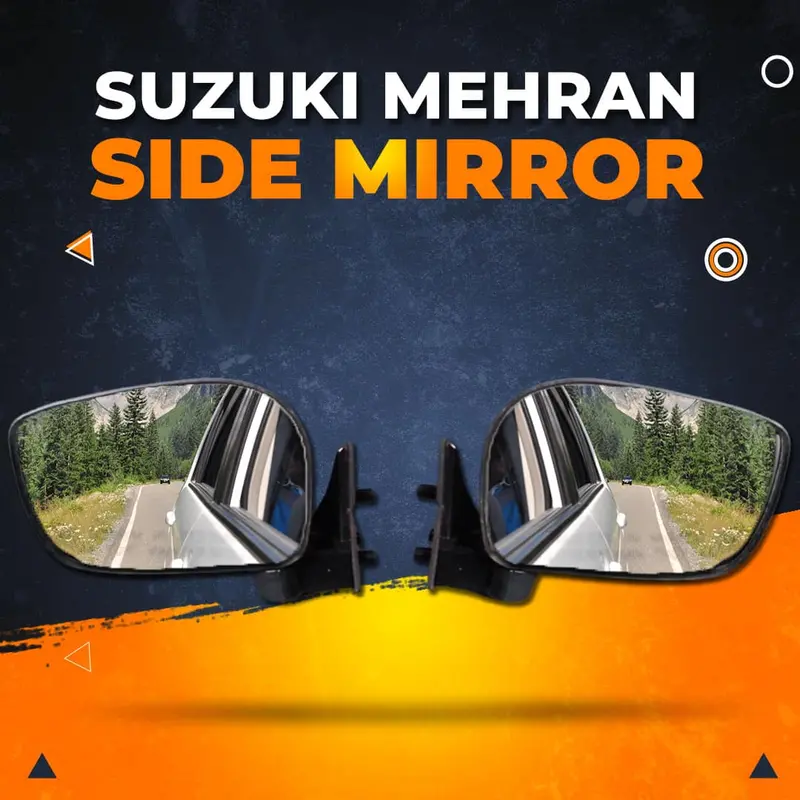 Suzuki Mehran Fancy Side Mirrors Pair - Wide Angle | Anti Glare Lens 1