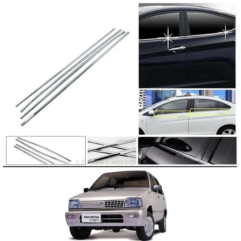 Suzuki Mehran Window Weather Strip 1991 - 2024 - Chrome 4 Pcs 1