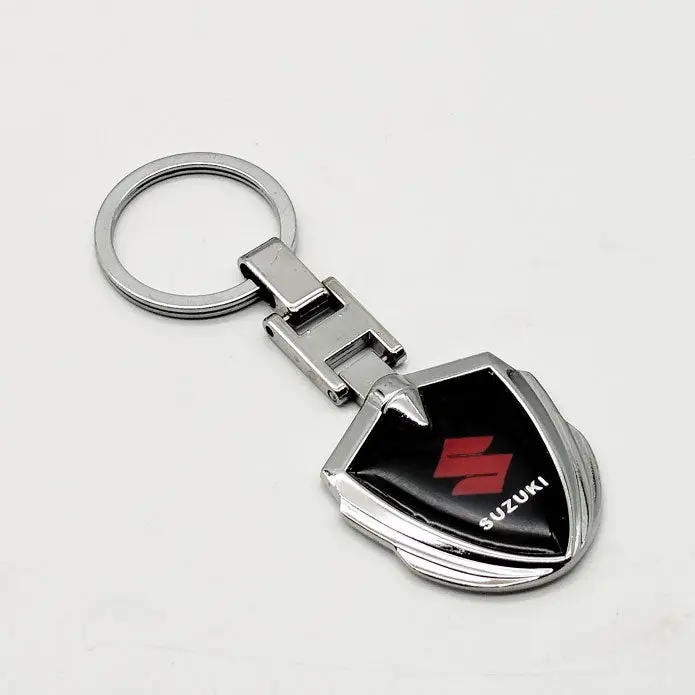 Suzuki Metal Keychain Keyring Badge Style - Black With Chrome 2