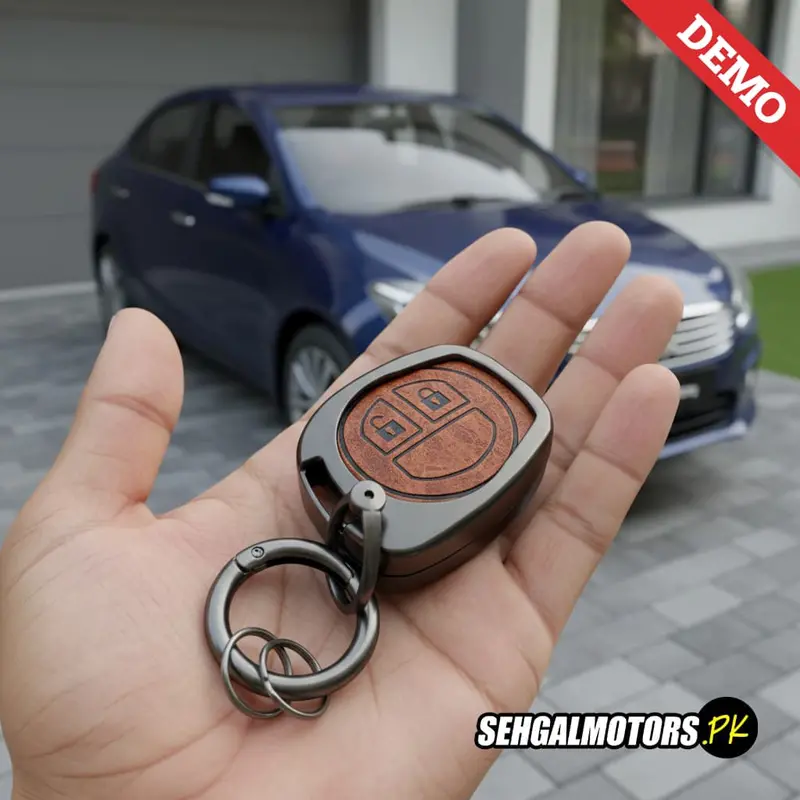 Suzuki Swift/Ciaz/Cultus/Alto/Wagon-R Metal Key Shell Case Cover Brown - Leather Cover 2