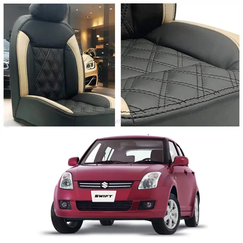 Suzuki Swift Diamond Cut Black Beige Seat Covers 2010 - 2018 1
