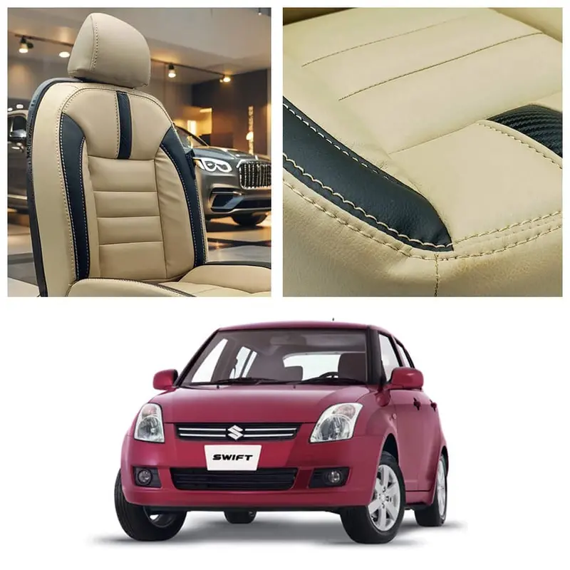 Suzuki Swift Hockey Design Beige Black Seat Covers 2010 - 2021 1