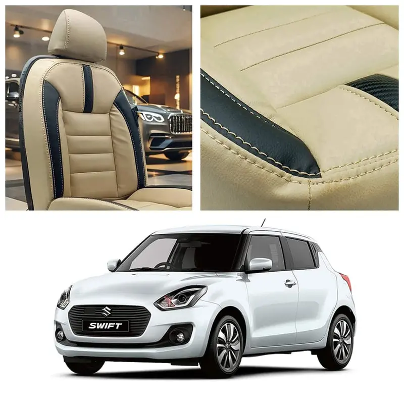 Suzuki Swift Hockey Design Beige Black Seat Covers 2022 - 2024 1