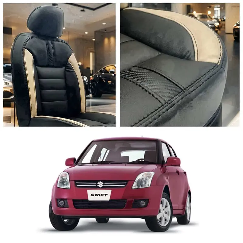 Suzuki Swift Hockey Design Black Beige Seat Covers 2010 - 2021 1