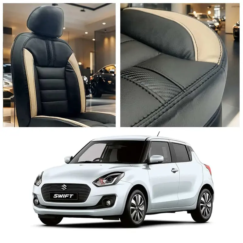 Suzuki Swift Hockey Design Black Beige Seat Covers 2022 - 2024 1