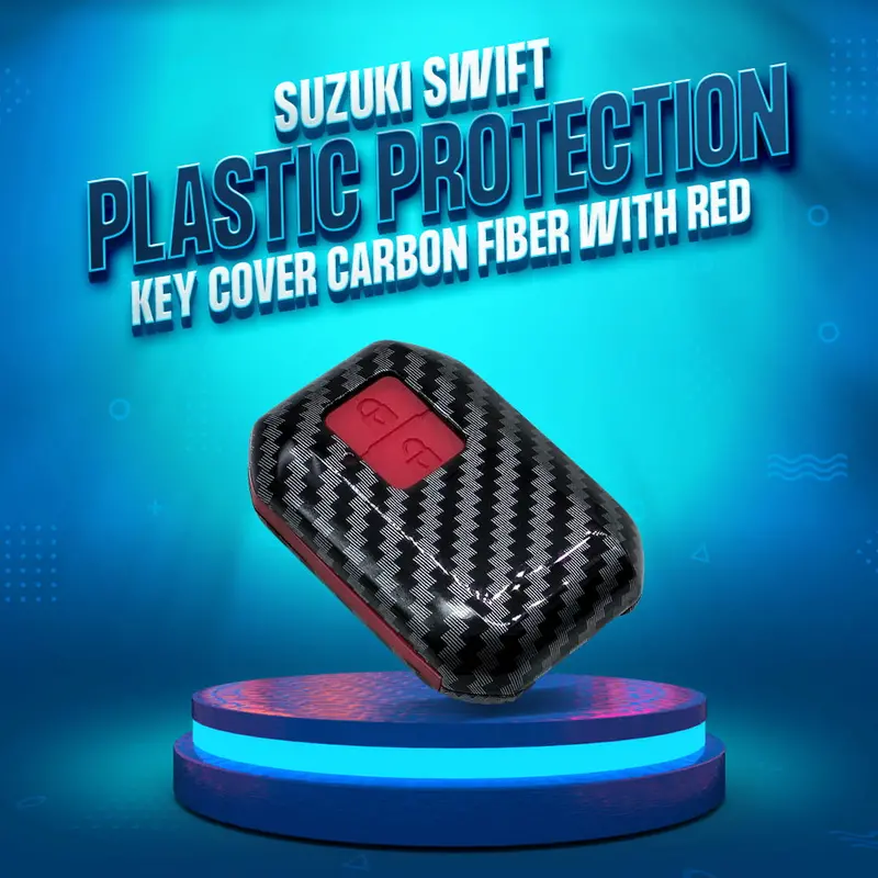 Suzuki Swift Plastic Protection Key Cover Carbon Fiber 2 Buttons 2022 - 2024 - With Red Pvc 1