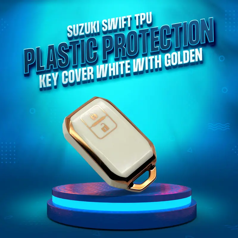 Suzuki Swift Tpu Plastic Protection Key Cover 2 Buttons 2022 - 2024 - White With Golden 1