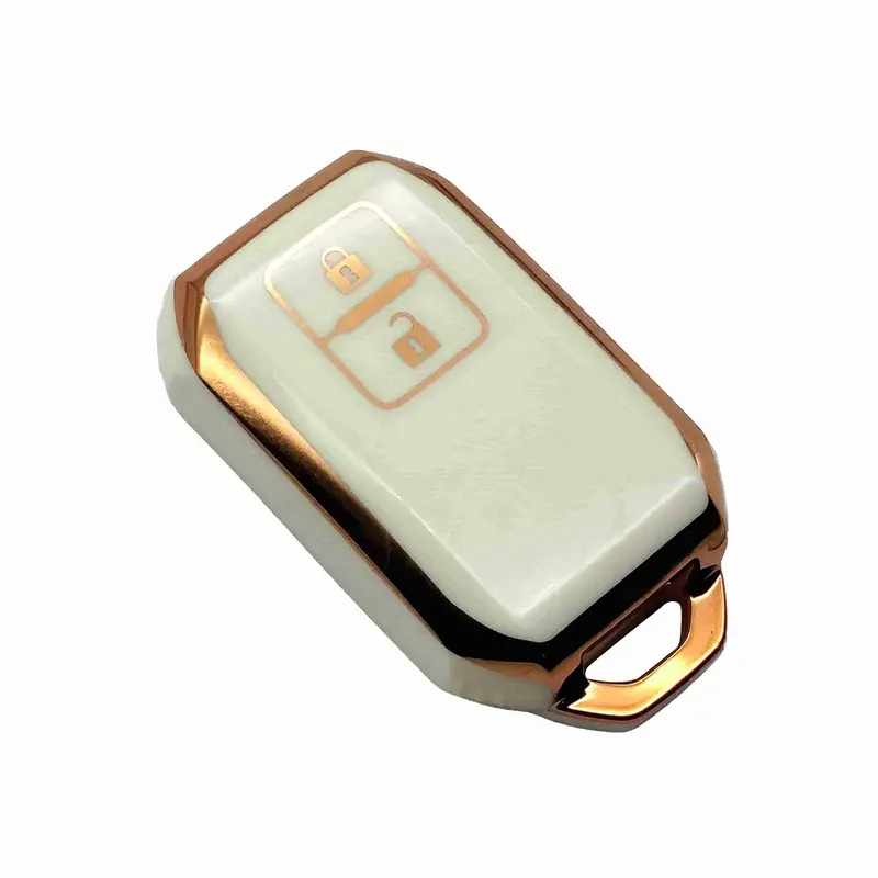 Suzuki Swift Tpu Plastic Protection Key Cover 2 Buttons 2022 - 2024 - White With Golden 2