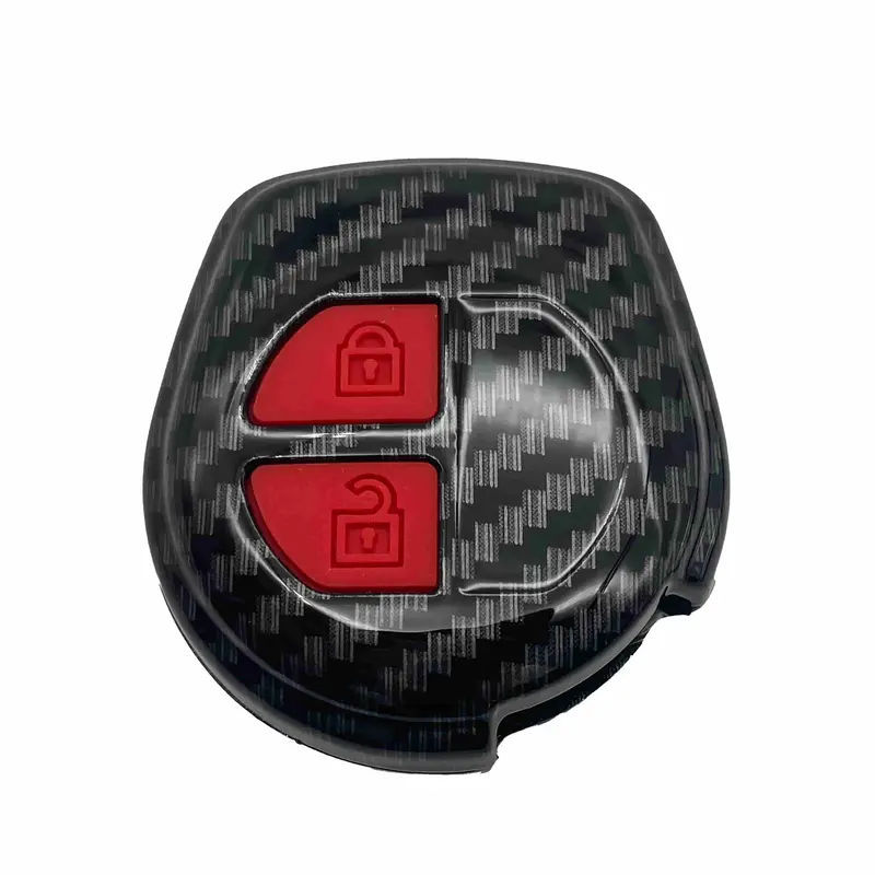 Suzuki Swift /Wagon R /Alto /Ciaz Plastic Key Cover Carbon Fiber - - With Red Pvc - 2 Buttons 2