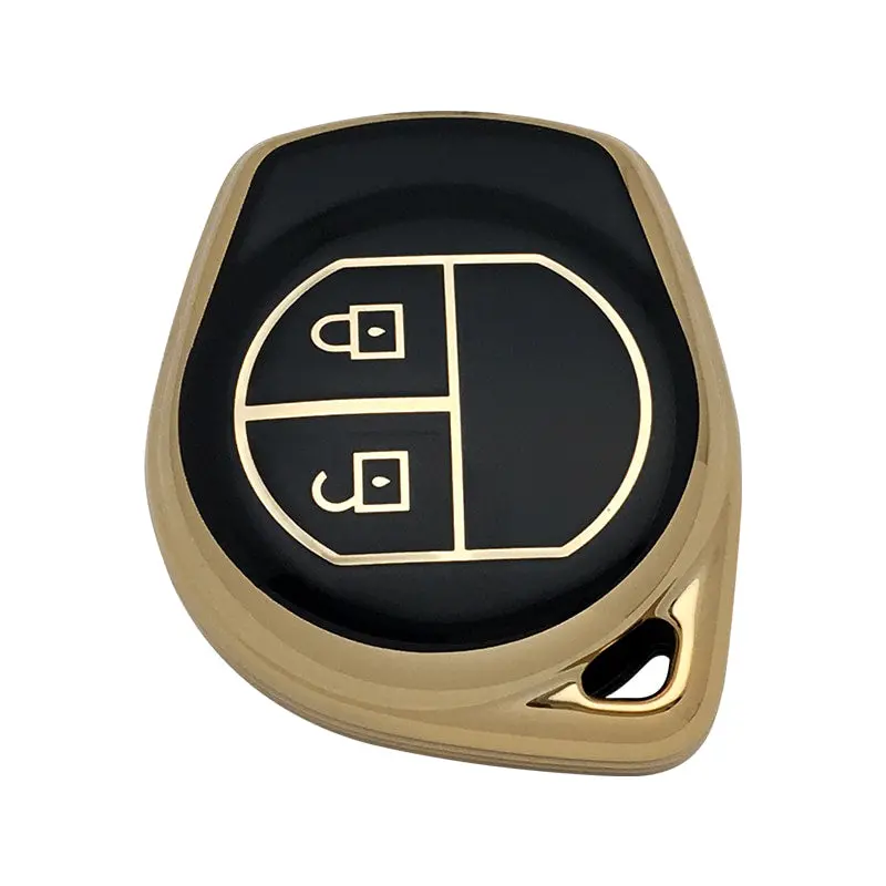 Suzuki Swift/Wagon R/Alto/Ciaz Tpu Key Cover Black & Golden 2 Buttons 2