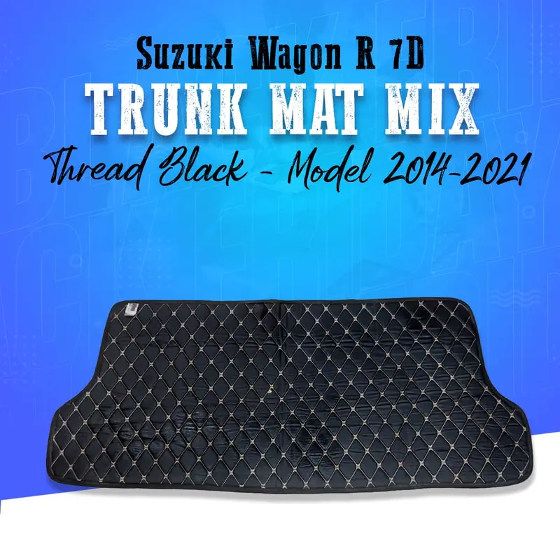 Suzuki Wagon R 7D Trunk Mat Mix Thread Black 2014 - 2024 - Cargo Boot Liner Diggi Protection Tray Cover 1