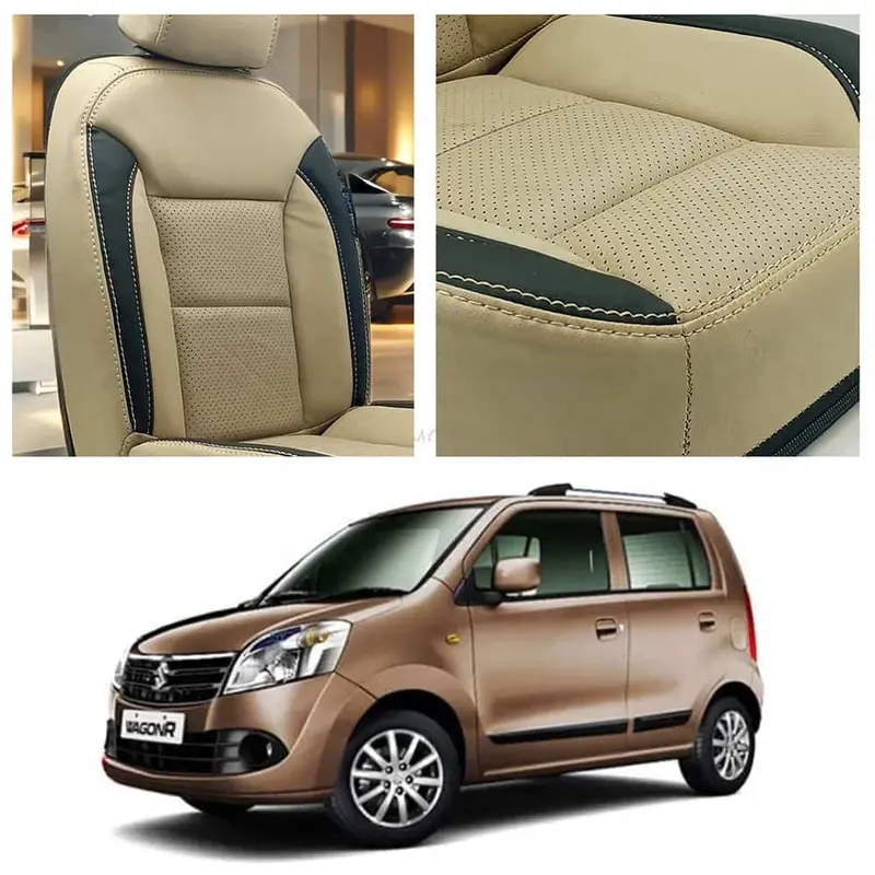 Suzuki Wagon R Breathable Beige Black Seat Covers 2014 - 2024 1