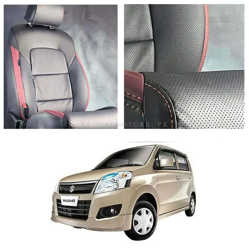 Suzuki Wagon R Breathable Black Red Seat Covers 2014 - 2024 1