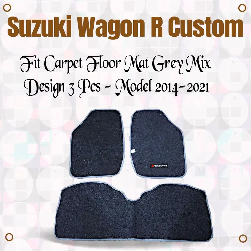 Suzuki Wagon R Custom Fit Carpet Floor Mat Grey Mix Design 3 Pcs 2014 - 2024 1