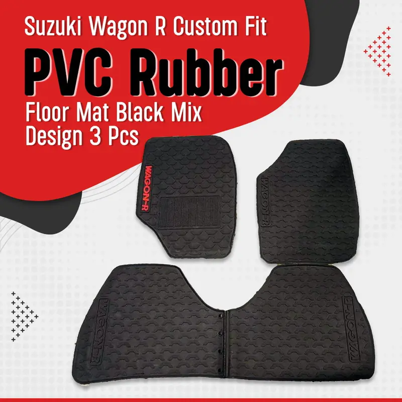 Suzuki Wagon R Custom Fit Pvc Rubber Floor Mat Black Mix Design 3 Pcs 2014 - 2024 1