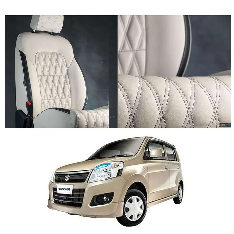 Suzuki Wagon R Diamond Cut Beige Black Seat Covers 2014 - 2024 1