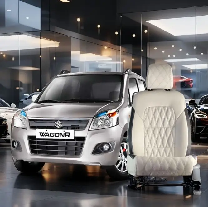 Suzuki Wagon R Diamond Cut Beige Black Seat Covers 2014 - 2024 2