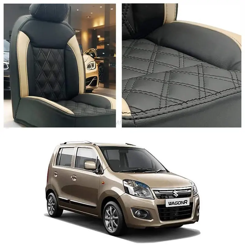 Suzuki Wagon R Diamond Cut Black Beige Seat Covers 2014 - 2024 1
