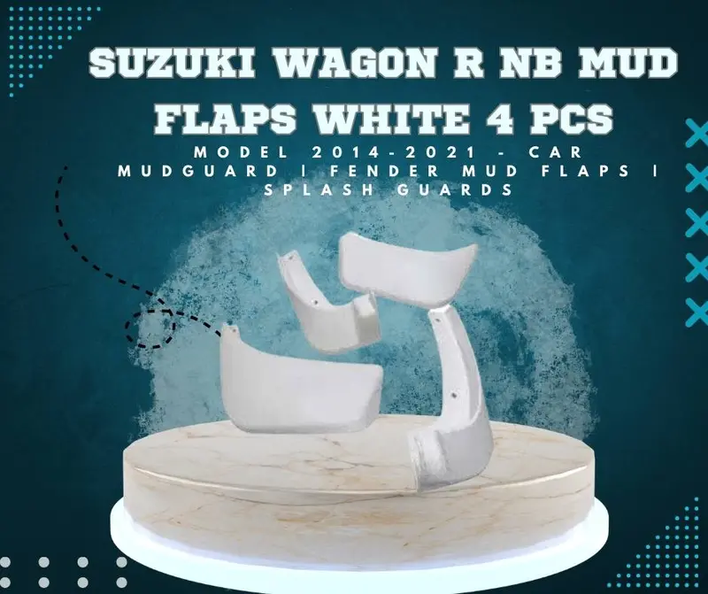 Suzuki Wagon R Mud Flaps White 4 Pcs 2014 - 2024 - Car Mudguard | Fender Mud Flaps | Splash Guards 1