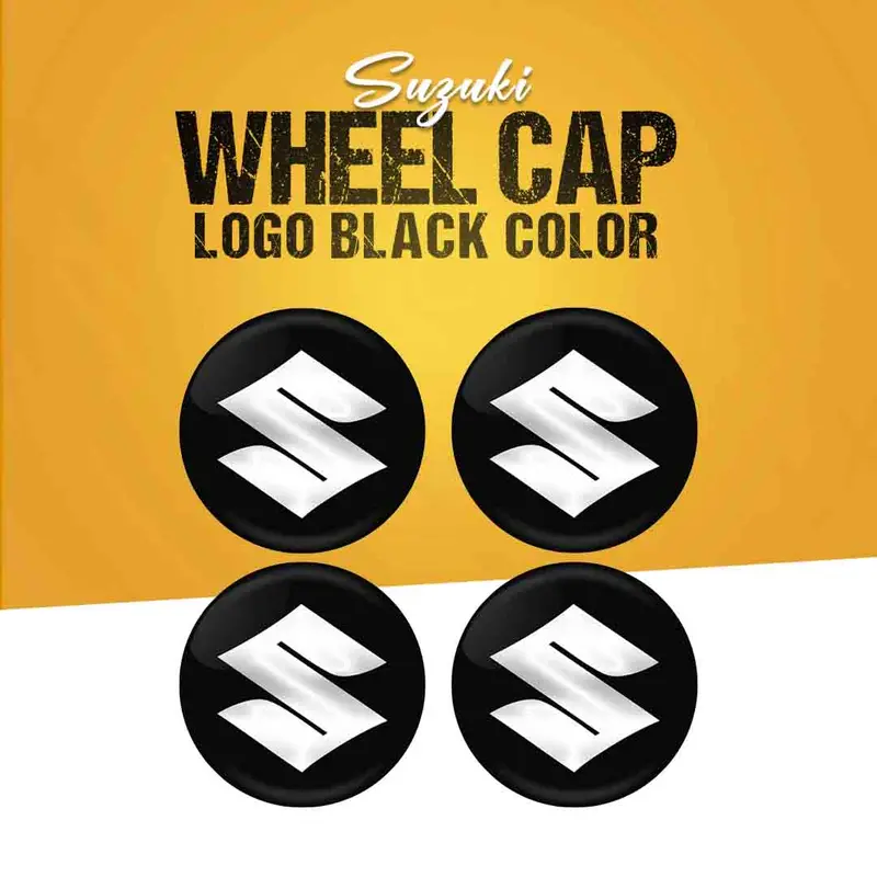 Suzuki Wheel Cap Logo Black Center Hub Badge Sticker- 4 Pcs 1