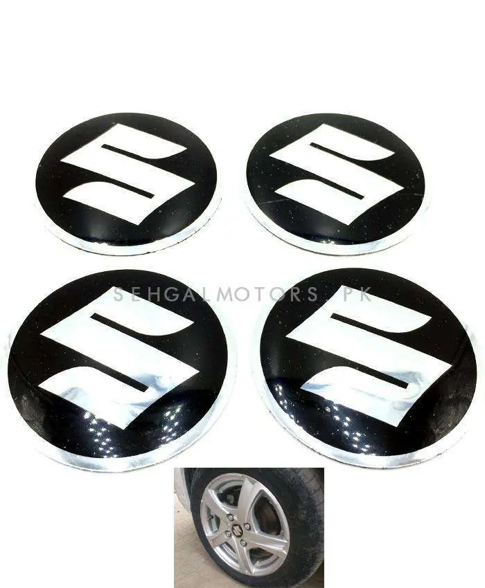 Suzuki Wheel Cap Logo Black Center Hub Badge Sticker- 4 Pcs 2
