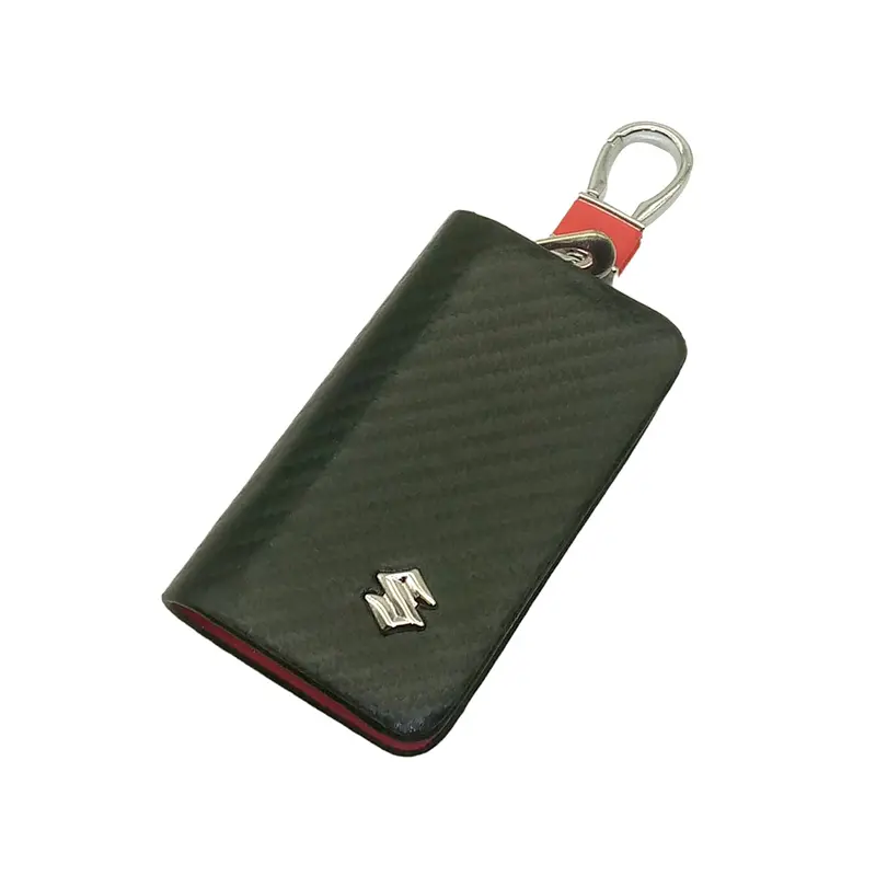 Suzuki Zipper Key Cover Pouch Carbon Fiber With Keychain Ring 2