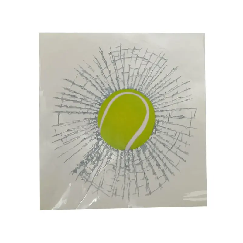 Tennis Ball Hit Window Car Sticker - Funny Tennis Ball Basketball Football Hit Window Crack Car Sticker 1