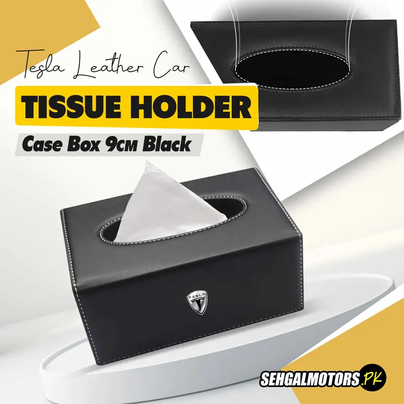 Tesla Leather Car Tissue Holder Case Box 9Cm Black 1