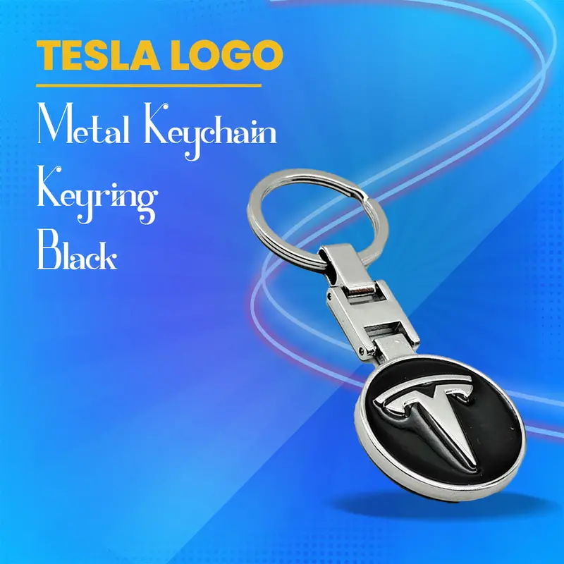 Tesla  Logo Metal Keychain Keyring - Black 1