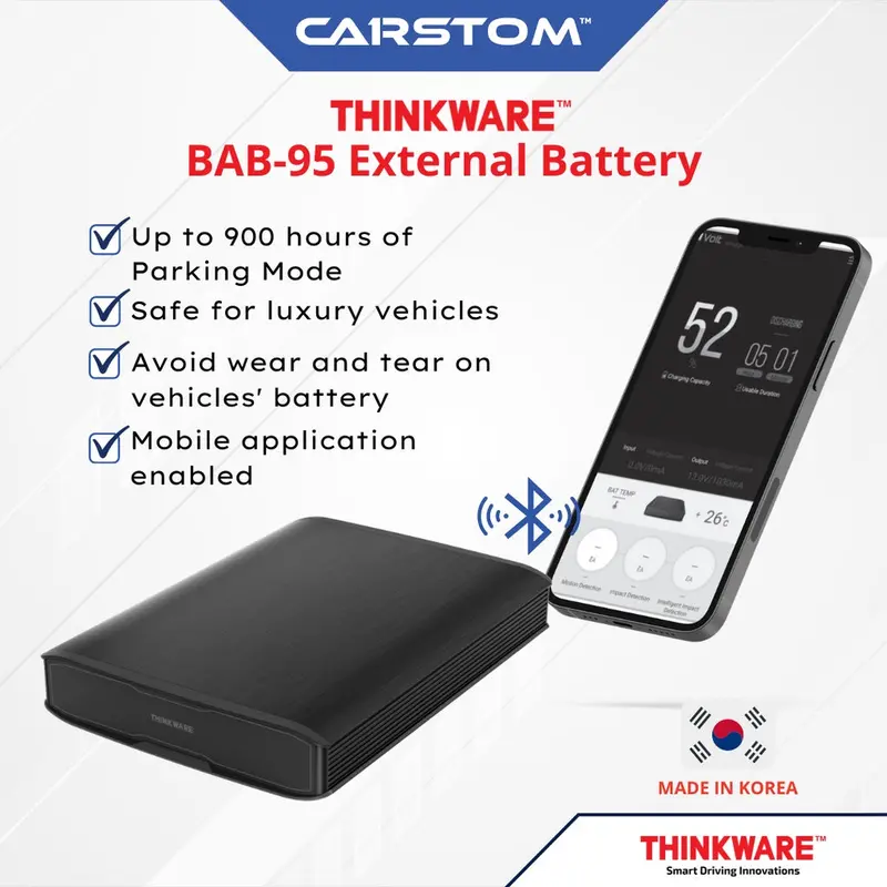 Thinkware Battery Pack Ivolt Bab-95 Bluetooth Connectivity Enabled External Car Dashcam Battery (Compatible With All Car Camera Brands) 1