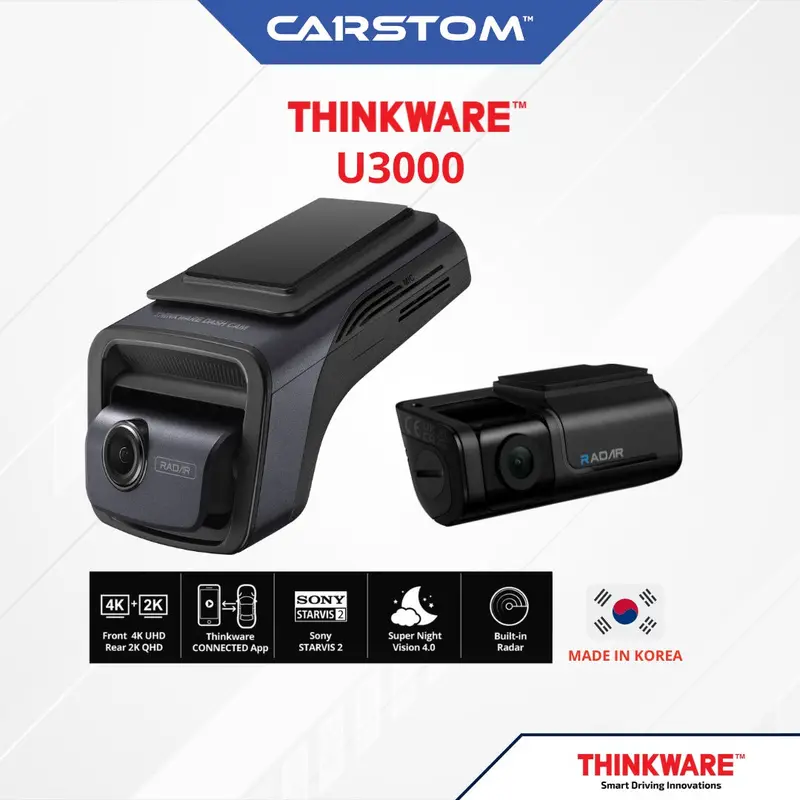 Thinkware U3000pro 2-Ch 4K Uhd Front/Back 2K Qhd Car Dash Cam With 64Gb Sd, Parking Mode, Wifi, Night Vision 1