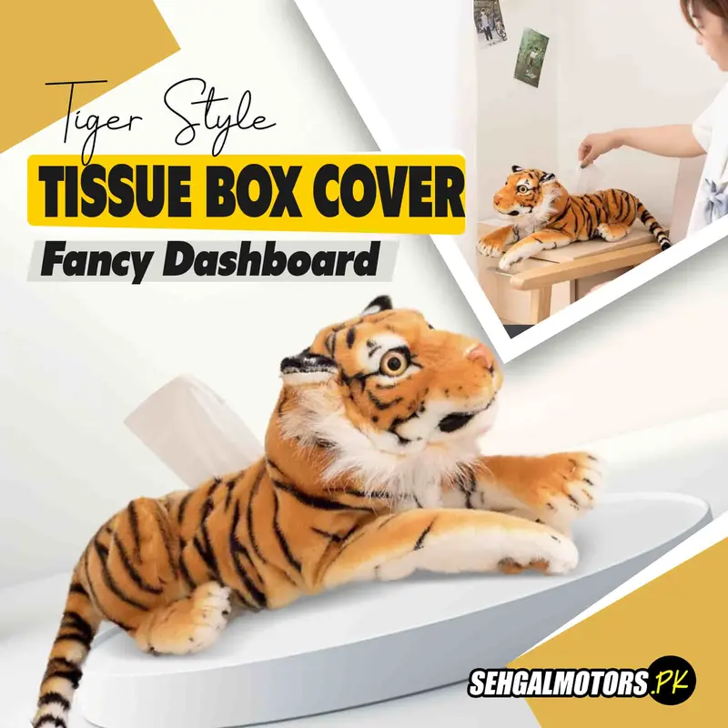 Tiger Style Fancy Dashboard Tissue Box Cover - Tissue Holder | Modern Paper Case Box | Napkin Container Tray 1