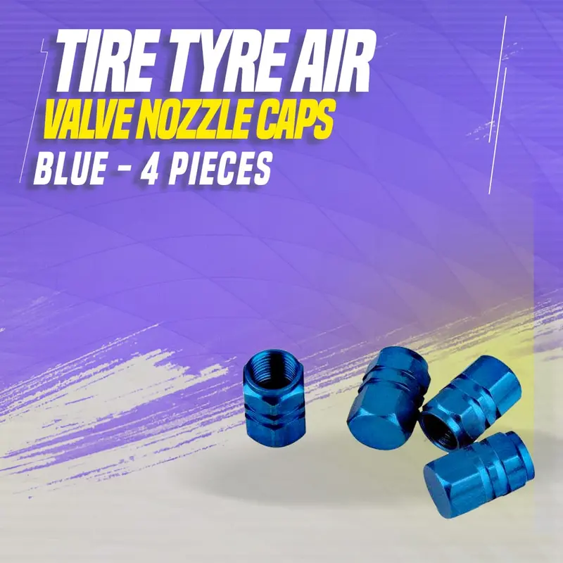 Tire Tyre Air Valve Nozzle Caps Blue - 4 Pieces - High Quality Aluminum Tyre Valve Caps 1