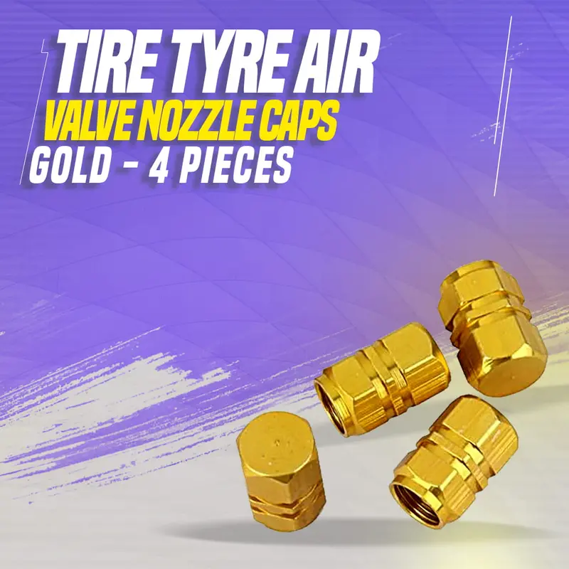 Tire Tyre Air Valve Nozzle Caps Gold - 4 Pieces - 4 Pcs - High Quality Aluminum Tyre Valve Caps 1