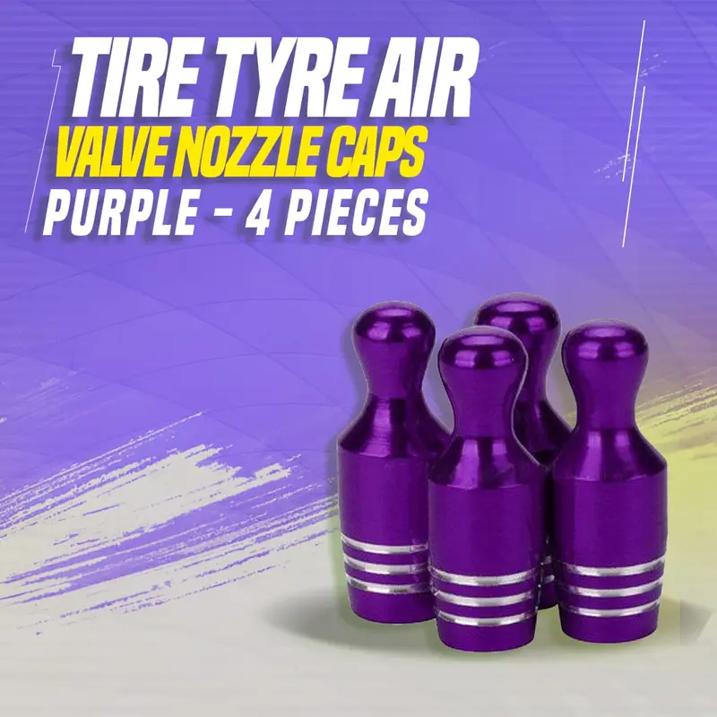 Tire Tyre Air Valve Nozzle Caps Purple - 4 Pieces 1